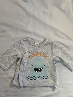 PL Baby - Grey 'Fintastic' Shark Snap-Front Long Sleeve Top for Kids